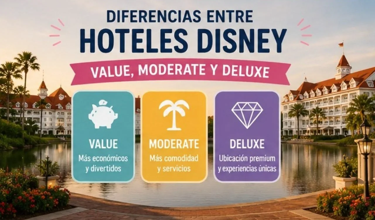 Diferencias entre hoteles Disney Value, Moderate y Deluxe 🏨✨